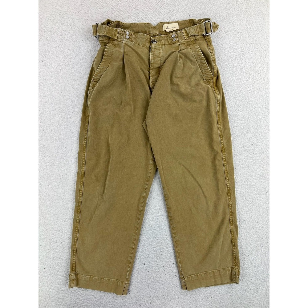 Anthropologie Pants Womens 28 Brown Paperbag Crop Belted Tapered Twill Casual